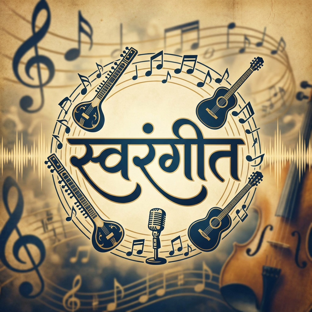 AI Design for i want to crate a logo of name स्वरंगीत with music bg