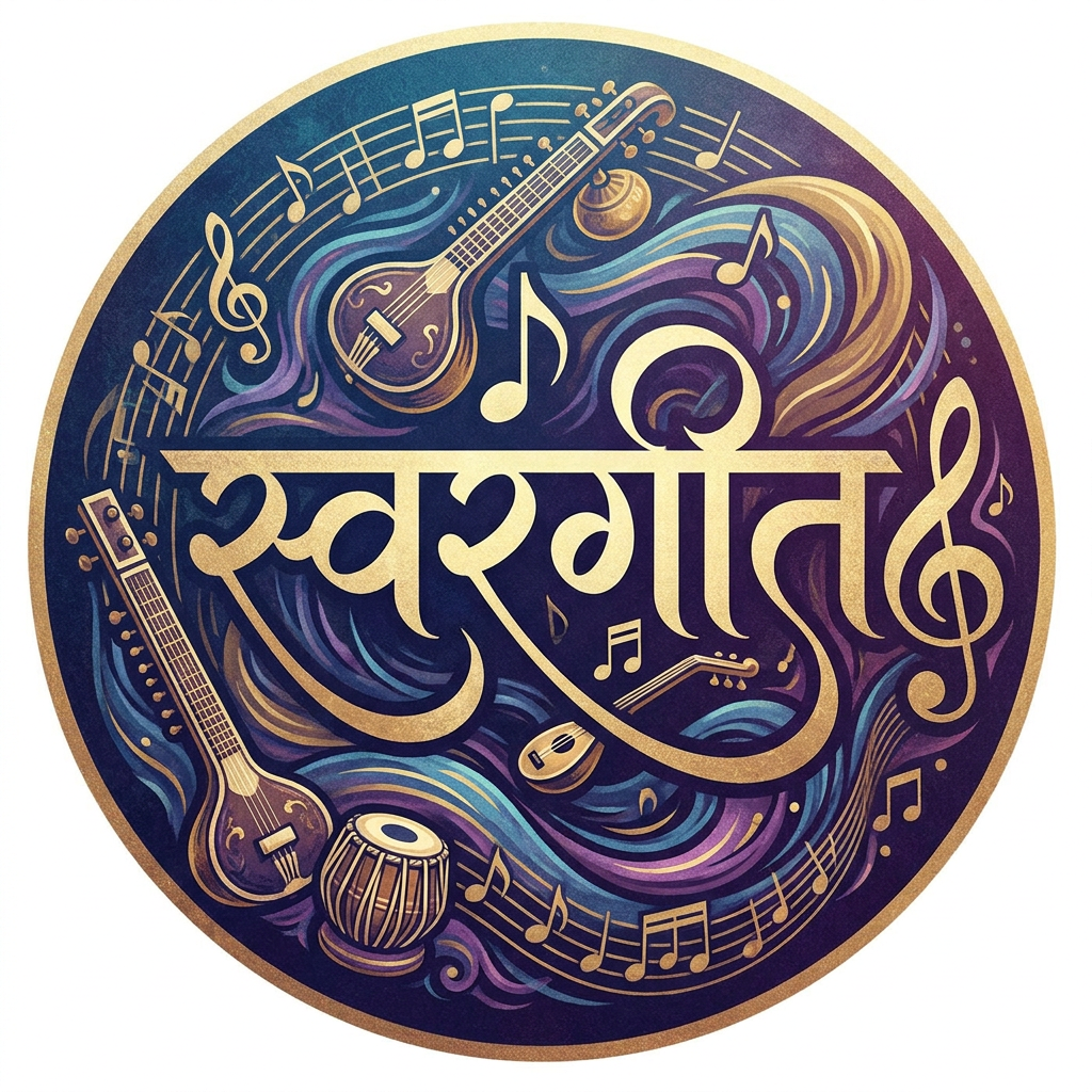 AI Design for i want to crate a logo of name स्वरंगीत with music bg