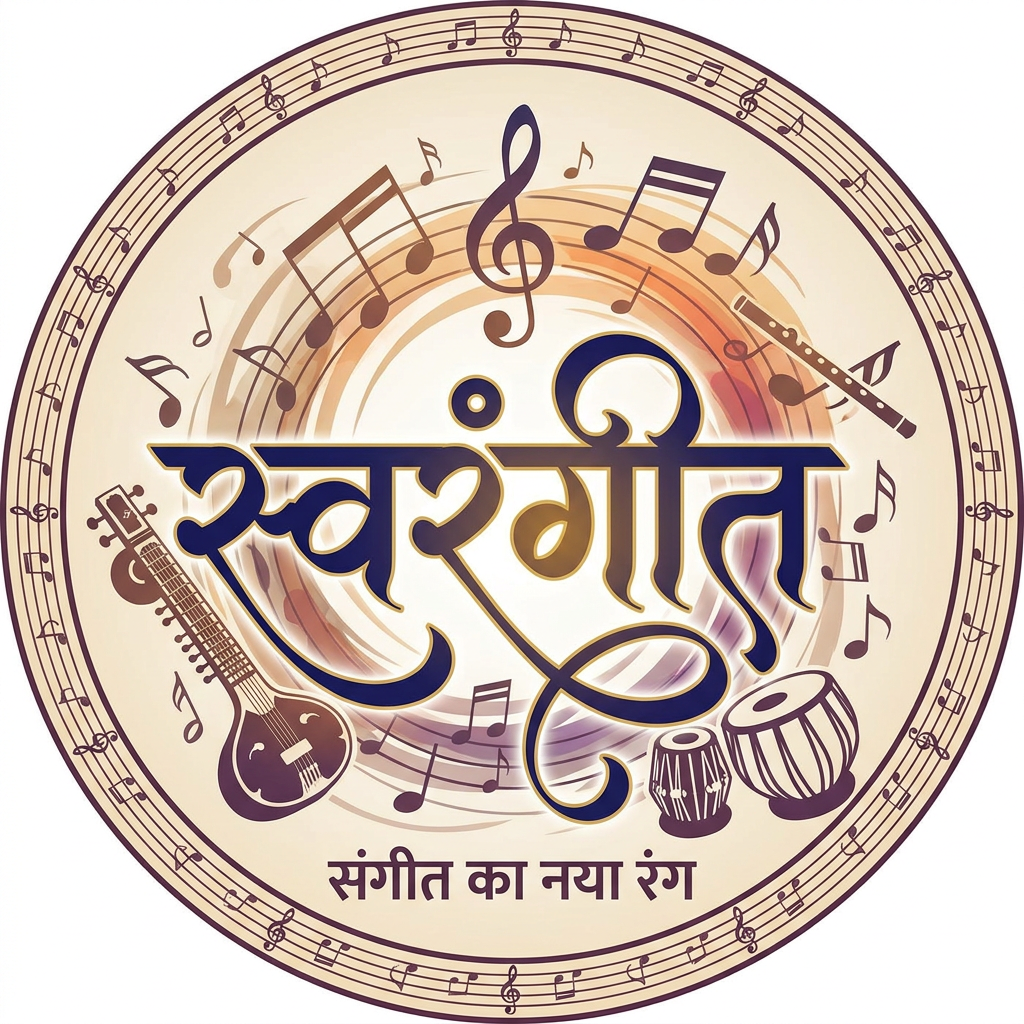 AI Design for i want to crate a logo of name स्वरंगीत with music bg