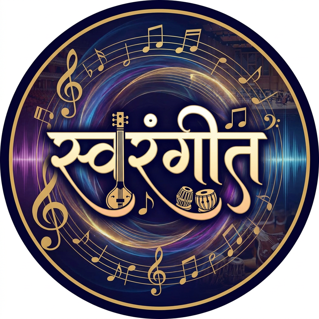 AI Design for i want to crate a logo of name स्वरंगीत with music bg