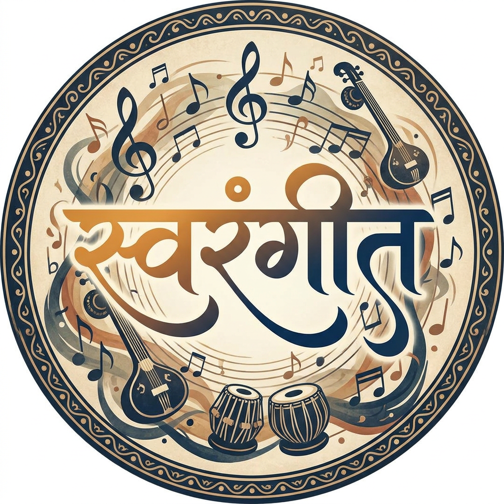 AI Design for i want to crate a logo of name स्वरंगीत with music bg