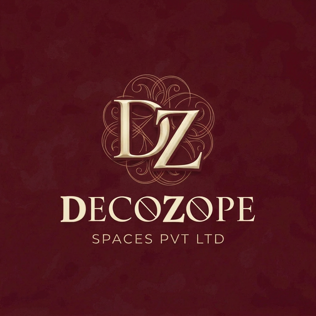 AI Design for CREAT A UNIQUE LOGO OF THE NAME DECOZOPE AND HIGHLIGHT THE DZ LETTER.BACKROUND COLOUR IS DEEP BURGUNDY SEAMLESS AND THE FONT COLOUR IS CREAM REPLACE THE WORD FINE ART AND DESIGN AND ADD SPACES PVT LT