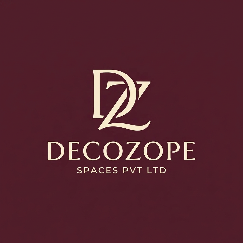 AI Design for A sophisticated and modern minimalist logo design featuring a stylized, artistic interlocking of the letters 'D' and 'Z'. The emblem is rendered in a warm cream color with elegant, clean lines, set against a seamless, matte deep burgundy background. The composition is balanced and high-end, incorporating refined, professional typography to create a clean, luxury brand identity. Replace fine arts and design instead of spaces pvt lt