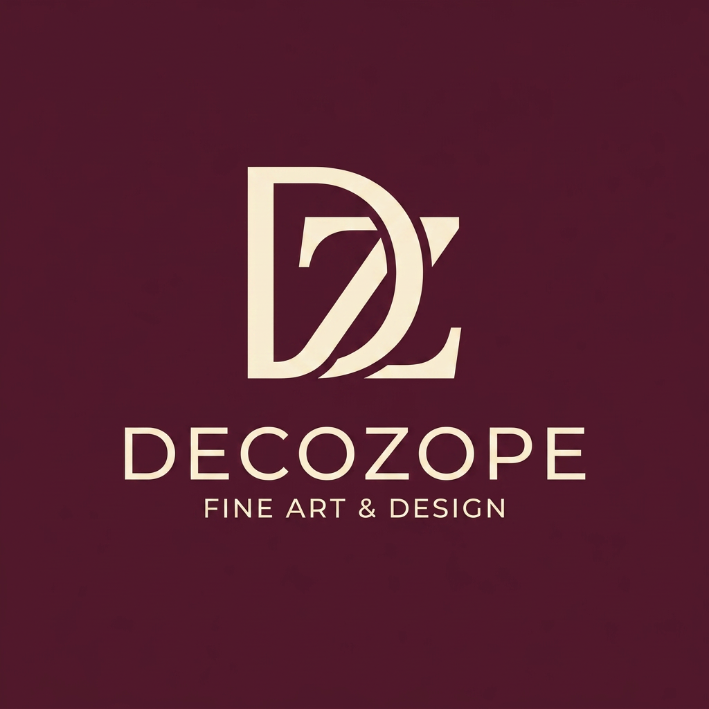 AI Design for A sophisticated and modern minimalist logo design featuring a stylized, artistic interlocking of the letters 'D' and 'Z'. The emblem is rendered in a warm cream color with elegant, clean lines, set against a seamless, matte deep burgundy background. The composition is balanced and high-end, incorporating refined, professional typography to create a clean, luxury brand identity.