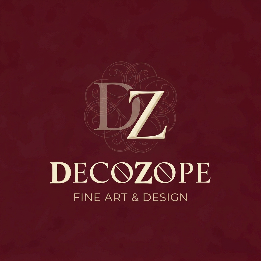 AI Design for CREAT A LOGO OF THE NAME DECOZOPE AND HIGHLIGHT THE DZ LETTER.BACKROUND COLOUR IS MAROON AND THE FONT COLOUR IS CREAM