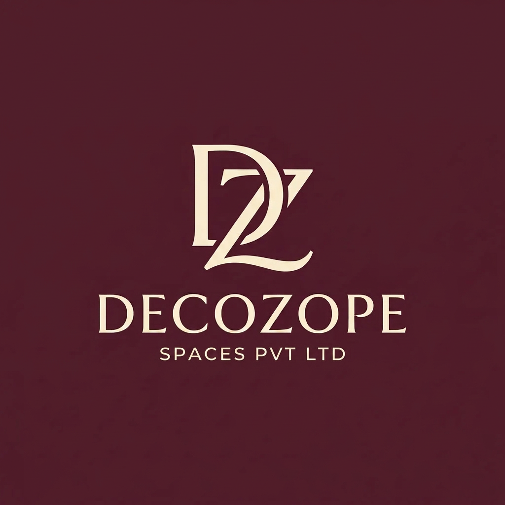 AI Design for A sophisticated and modern minimalist logo design featuring a stylized, artistic interlocking of the letters 'D' and 'Z'. The emblem is rendered in a warm cream color with elegant, clean lines, set against a seamless, matte deep burgundy background. The composition is balanced and high-end, incorporating refined, professional typography to create a clean, luxury brand identity. Replace fine arts and design instead of spaces pvt lt