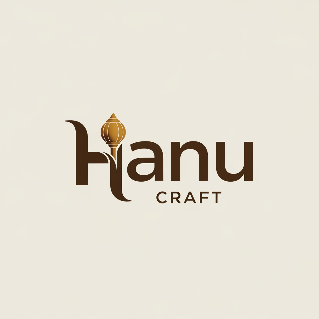 AI Design for give me Hanu Craft name logo pleasegenerate logo and with hanuman dadas small vector गदा
but e gada mne small vector ma aapje and Font style stylist aapje and Hanu ma gada ne
H
ma et krj