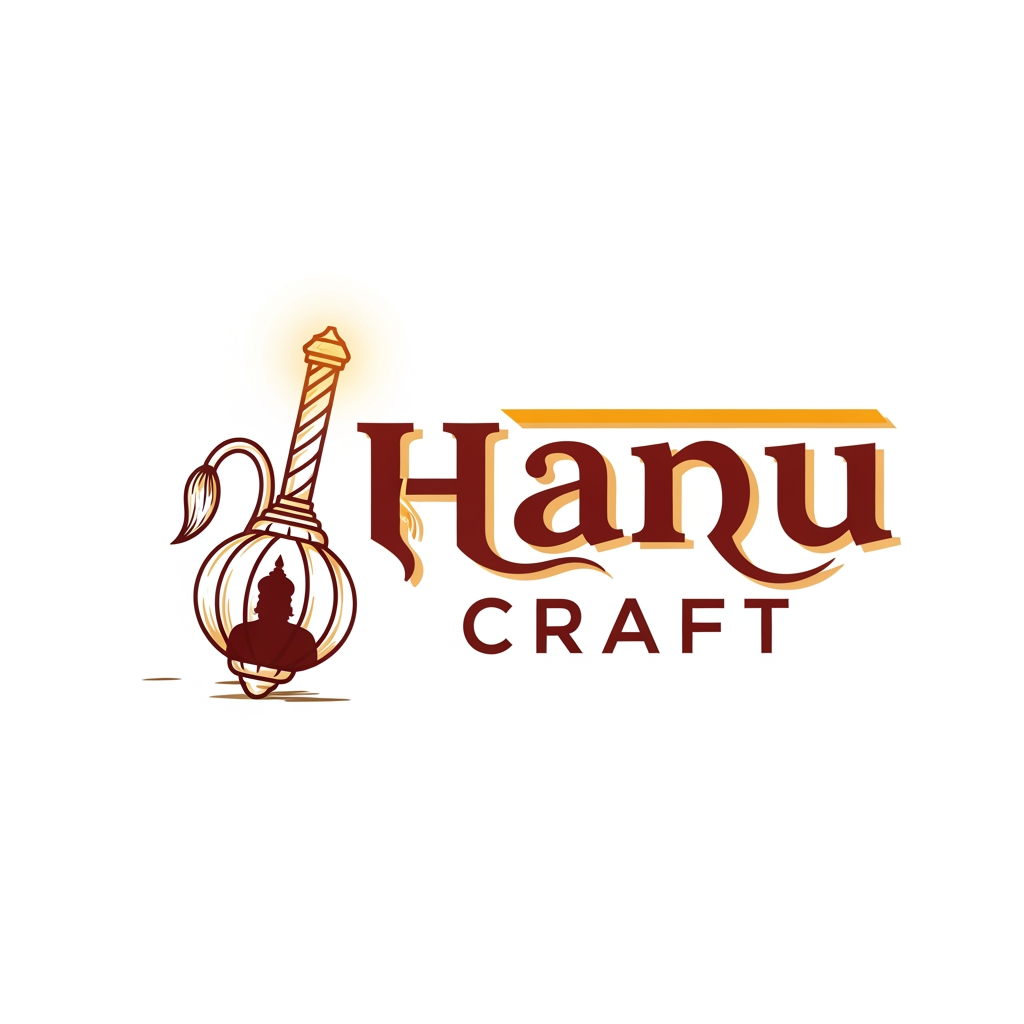 AI Design for give me Hanu Craft name logo pleasegenerate logo and with hanuman dadas small vector गदा