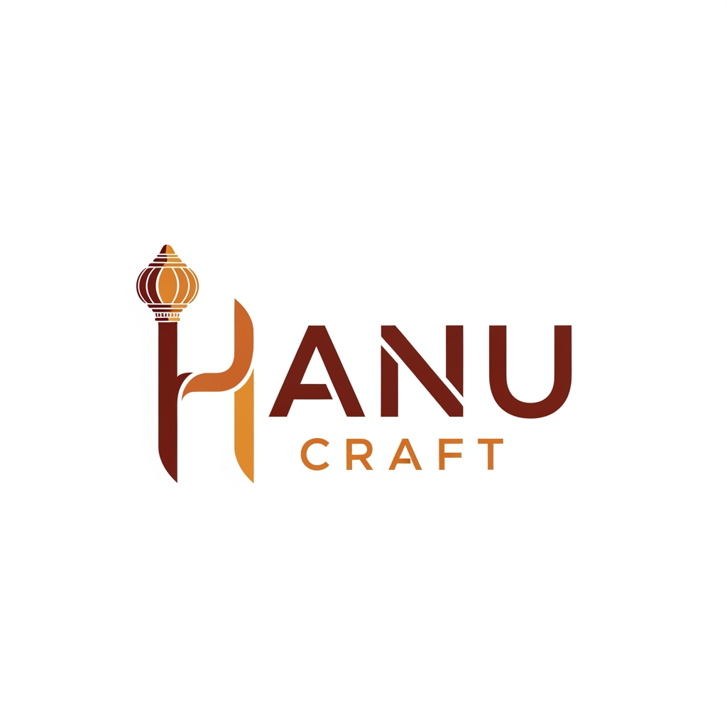 AI Design for give me Hanu Craft name logo pleasegenerate logo and w ith hanuman dadas small vector गदा
but e gada mne small vector ma aapje and Font style stylist aapje and Hanu ma gada ne
H
ma et krj
