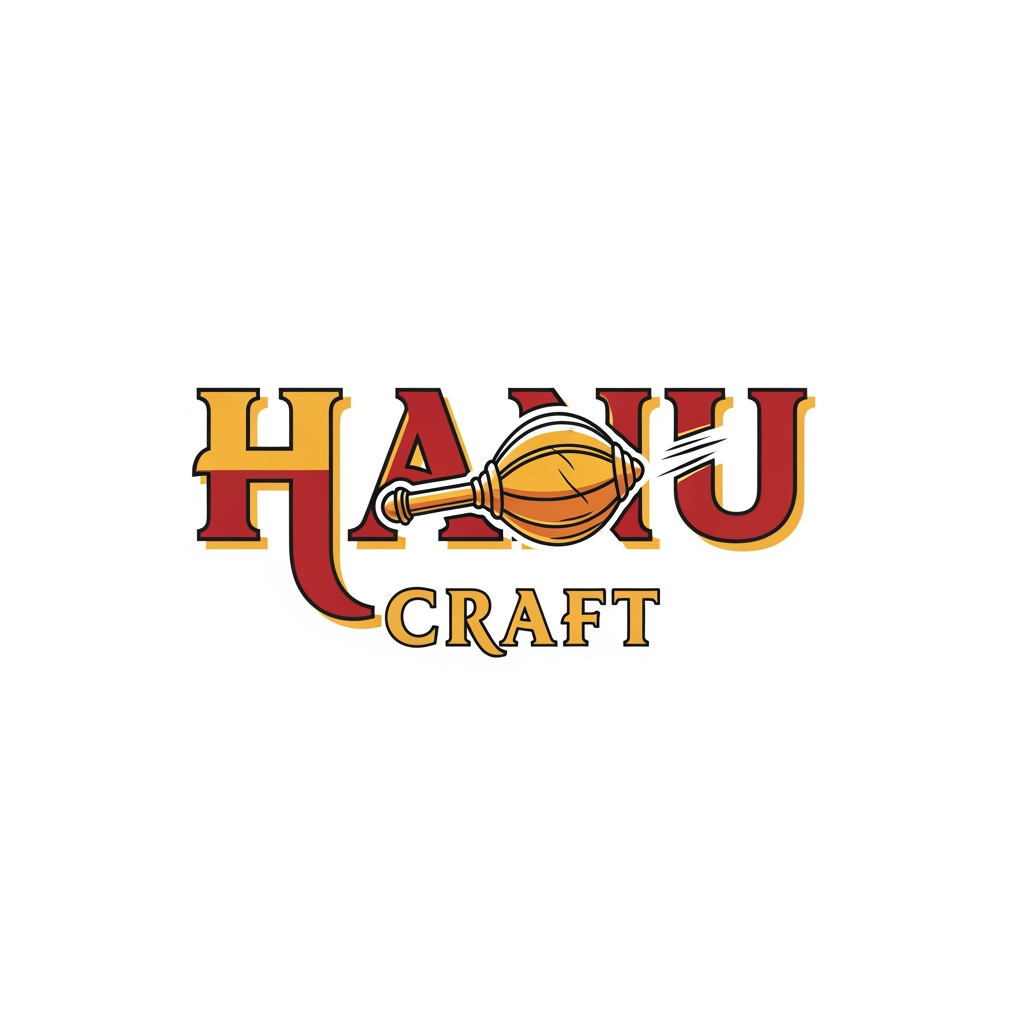 AI Design for give me Hanu Craft name logo pleasegenerate logo and with hanuman dadas small vector गदा