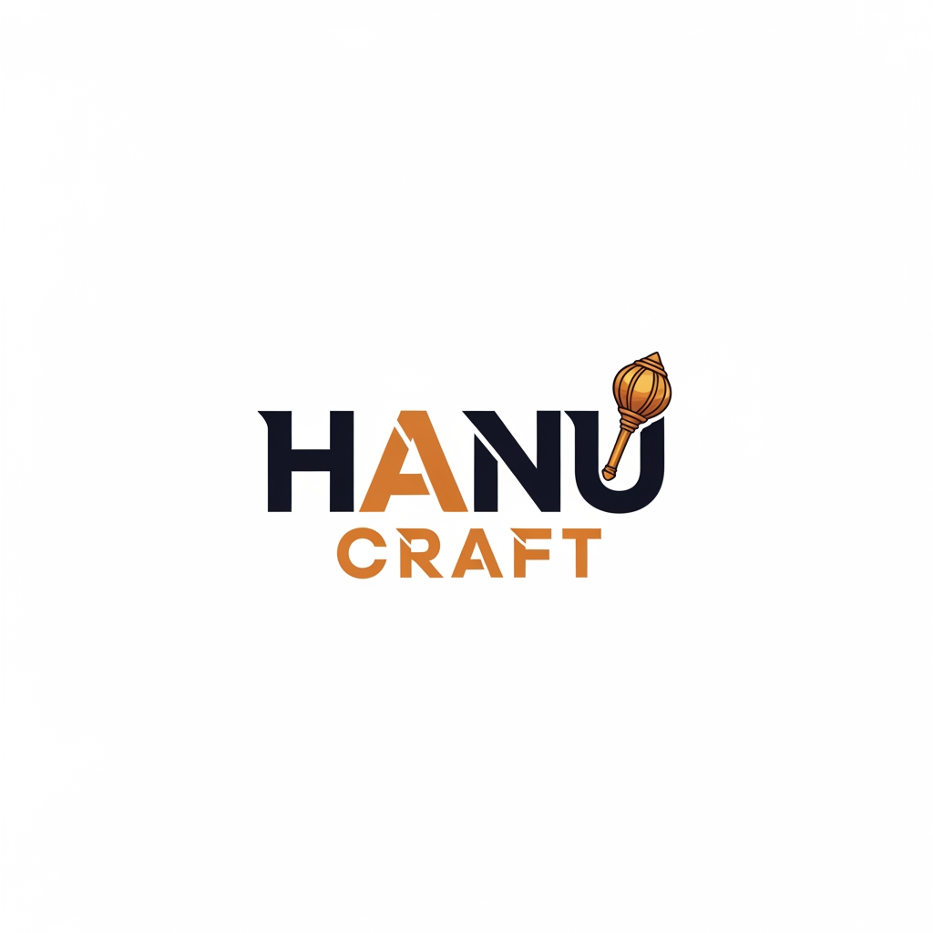 AI Design for give me Hanu Craft name logo pleasegenerate logo and with hanuman dadas small vector गदा