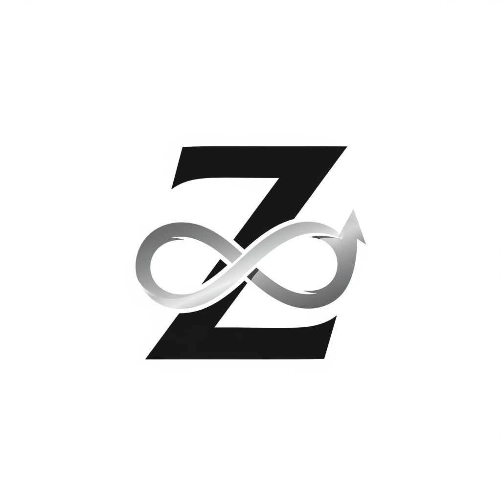 AI Design for create a logo with z and infinity with small arrow
