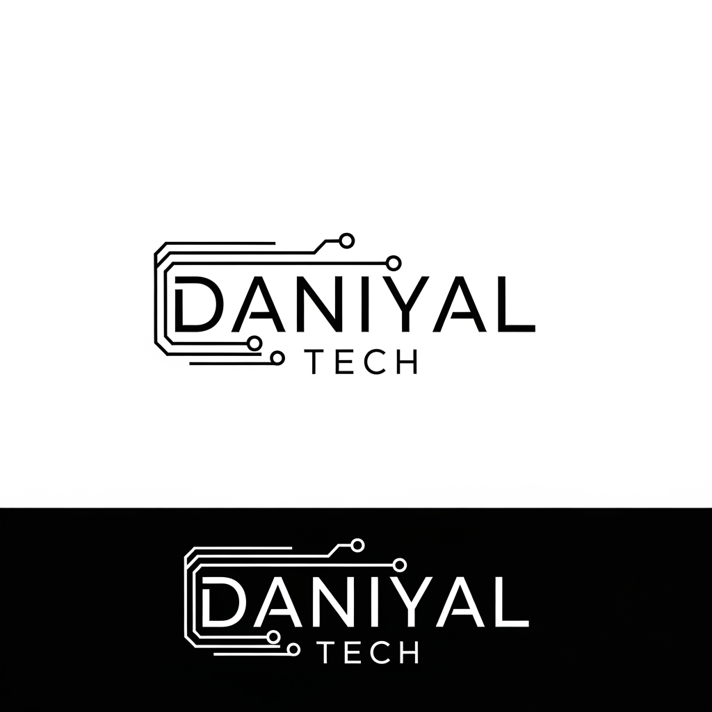 AI Design for daniyal tech logo make for personal portfolio in white and black clor in svg formate
