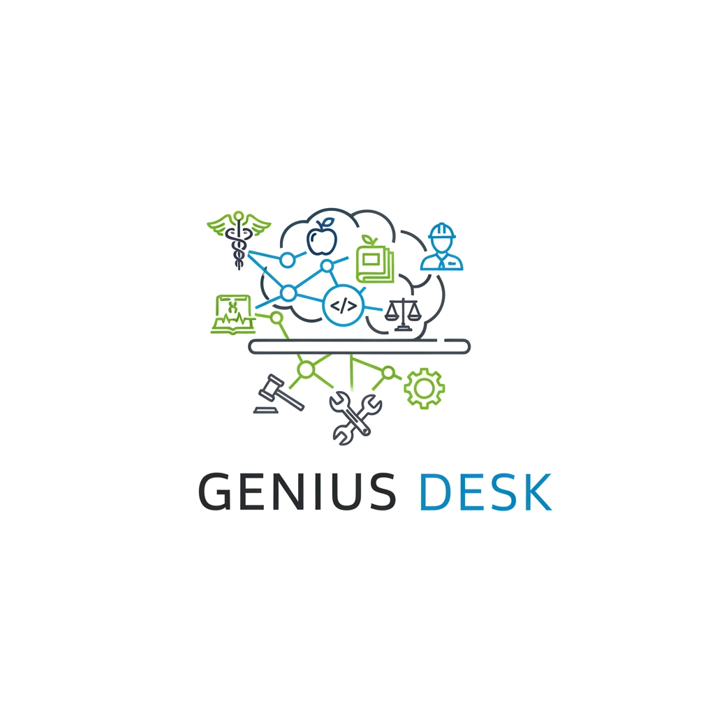AI Design for i want to create a logo called "Genius Desk" which have a consulting of user to experts like doctor, teacher, software developer, lawyer, plumber, mechanic and etc. i want logo as more minimalist and detail. i should dominate connections and connecting peoples