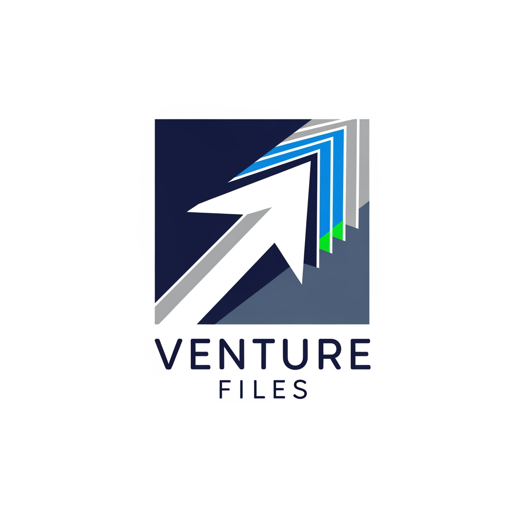 AI Design for Generate a logo of brand name Venture Files and generate square shaped logos with minimal, sleek, simple but a unique style which no one has ever seen and it can't be copied.