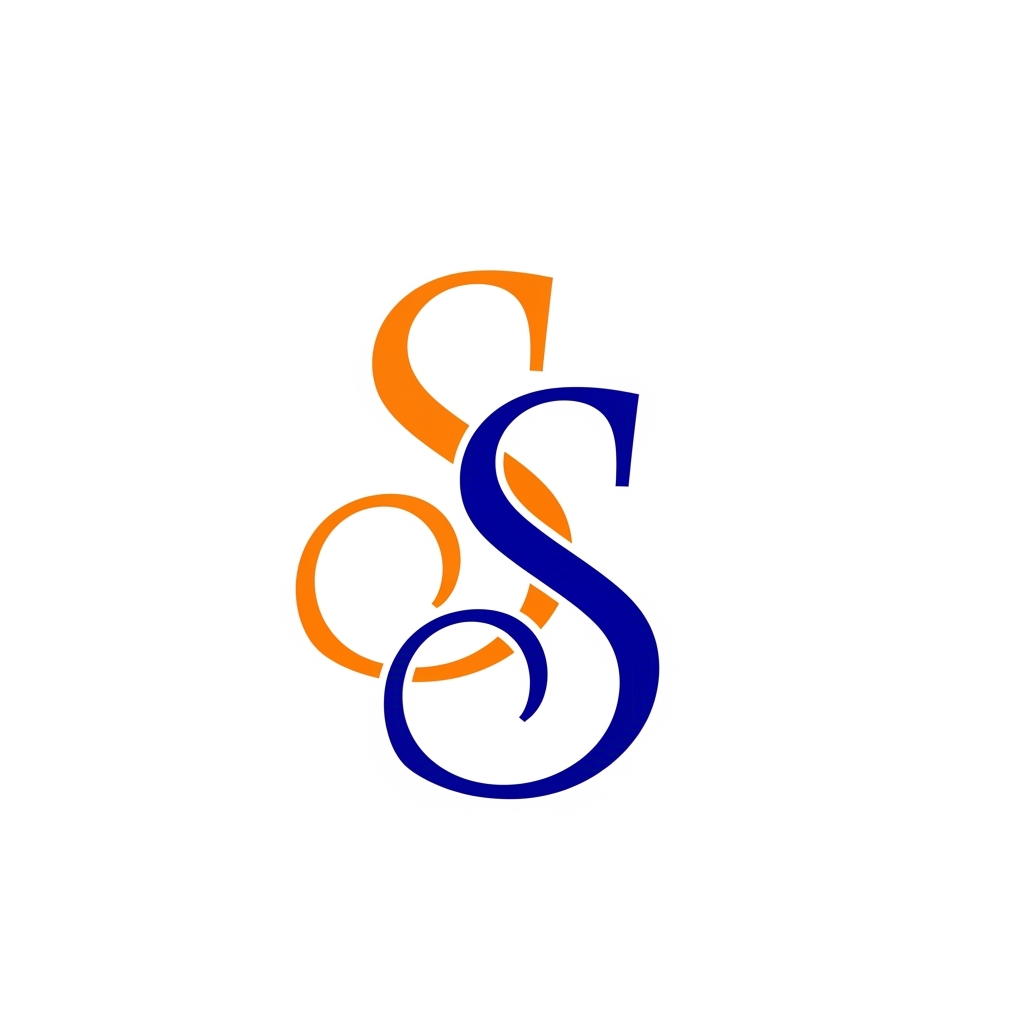 AI Design for SS in blue and orange. No 3D simple and traditional. first orange and the blue and more curvy. calligraphy style