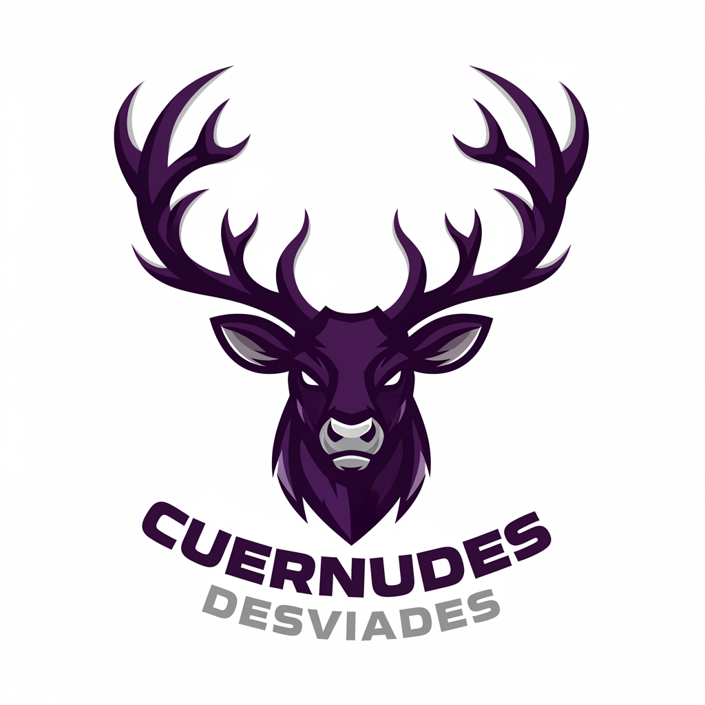 AI Design for crea un escudo de futbol femenino que eremos que sea la cara de un reno con cuernos y el equipo se llama cuernudes desviades no fiquis any ni res femenista lequipacio es lila fosca fes un escut que quedi be i resalti i sense fondo