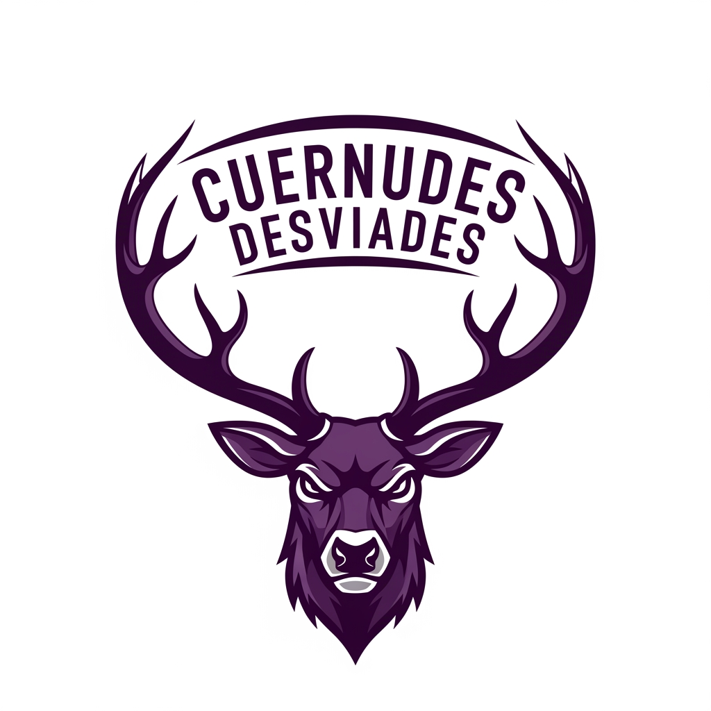 AI Design for crea un escudo de futbol femenino que eremos que sea la cara de un reno con cuernos y el equipo se llama cuernudes desviades no fiquis any ni res femenista lequipacio es lila fosca fes un escut que quedi be i resalti i sense fondo