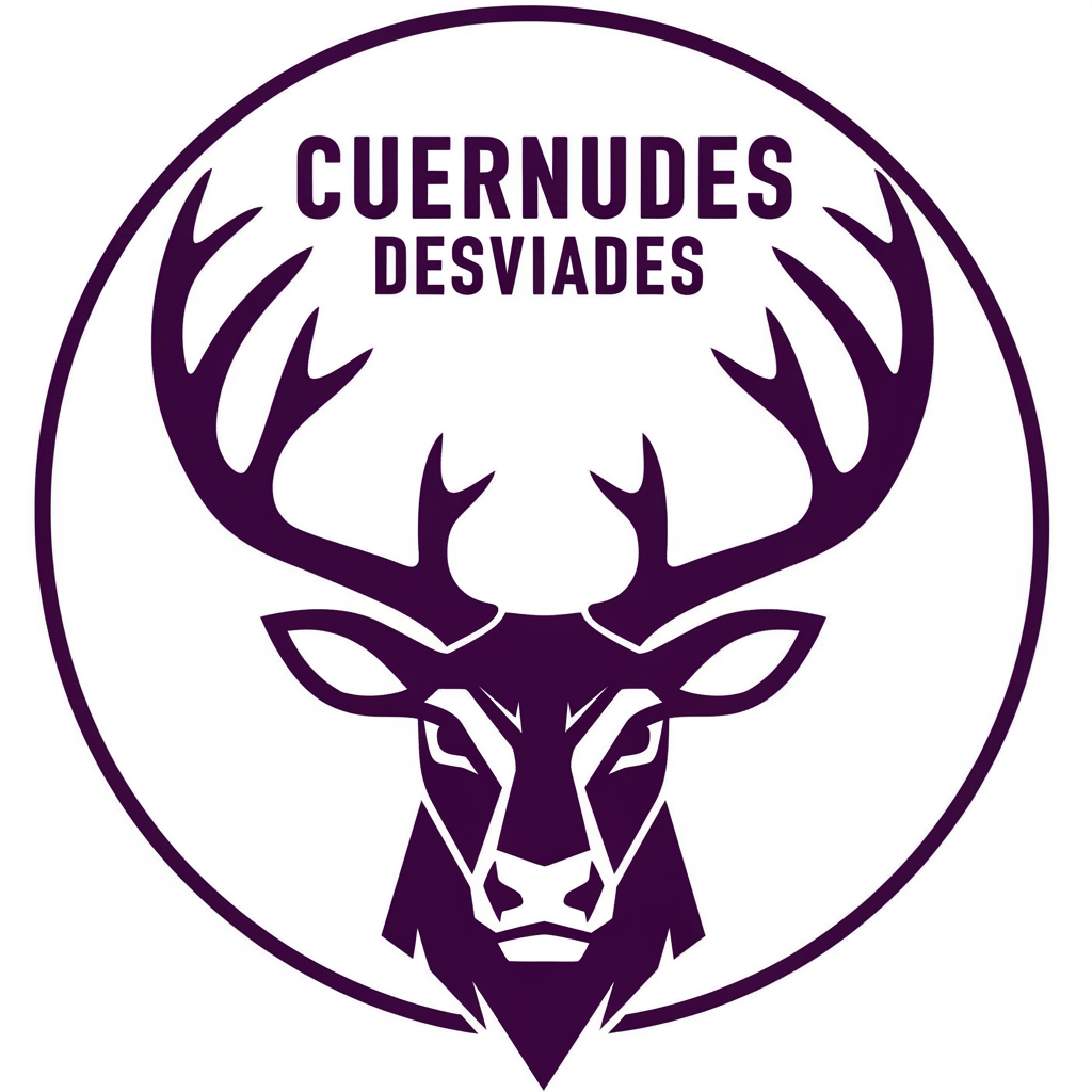 AI Design for crea un escudo de futbol femenino que eremos que sea la cara de un reno con cuernos y el equipo se llama cuernudes desviades no fiquis any ni res femenista lequipacio es lila fosca fes un escut que quedi be i resalti i sense fondo