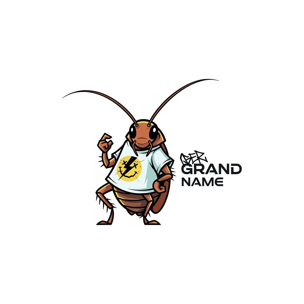 AI Design for i want to creat one logo for clothing brand. where the concept is that in logo there is one cockroche whering t shirt and also i want it genz type and asthetic. ok the given logo are cute but can i get something more intersting and practicul