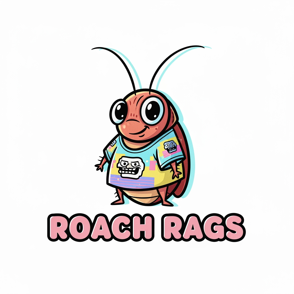 AI Design for i want to creat one logo for clothing brand. where the concept is that in logo there is one cockroche whering t shirt and also i want it genz type and asthetic