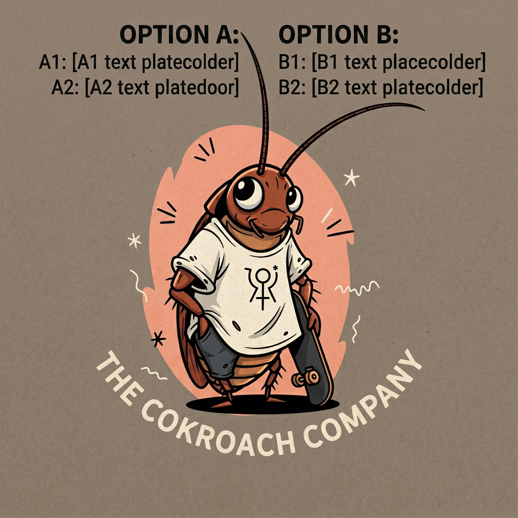 AI Design for just write the cockroach company in bottom only and in above only give me that two options....