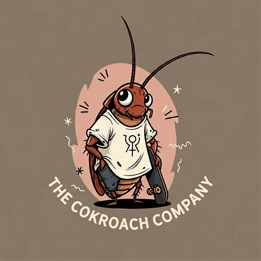 AI Design for just write the cockroach company in bottom and nothing else in this