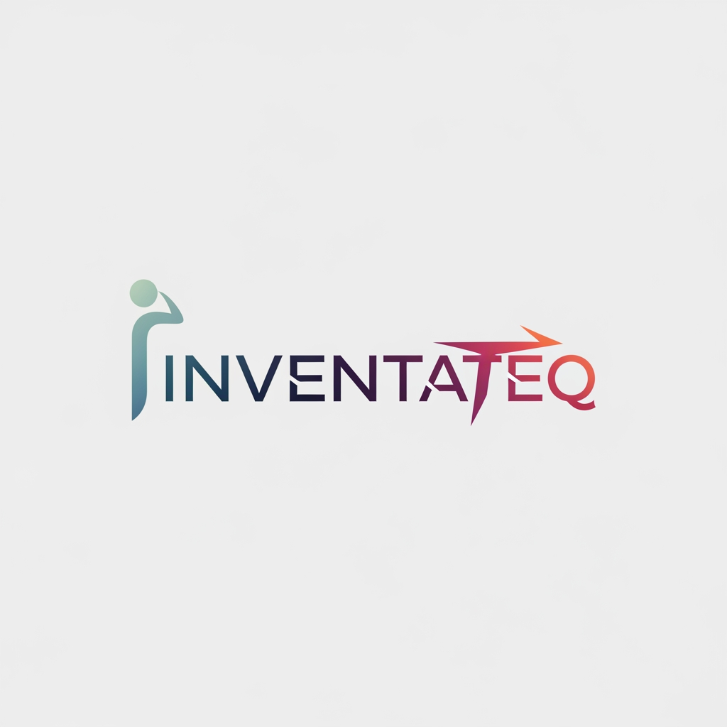 AI Design for Minimal modern wordmark “Inventateq” where “I” represents intelligence (clean, upright, human-like form) and “T” represents execution (sharp, forward-moving, arrow-integrated). Subtle transition from calm to dynamic across the word.