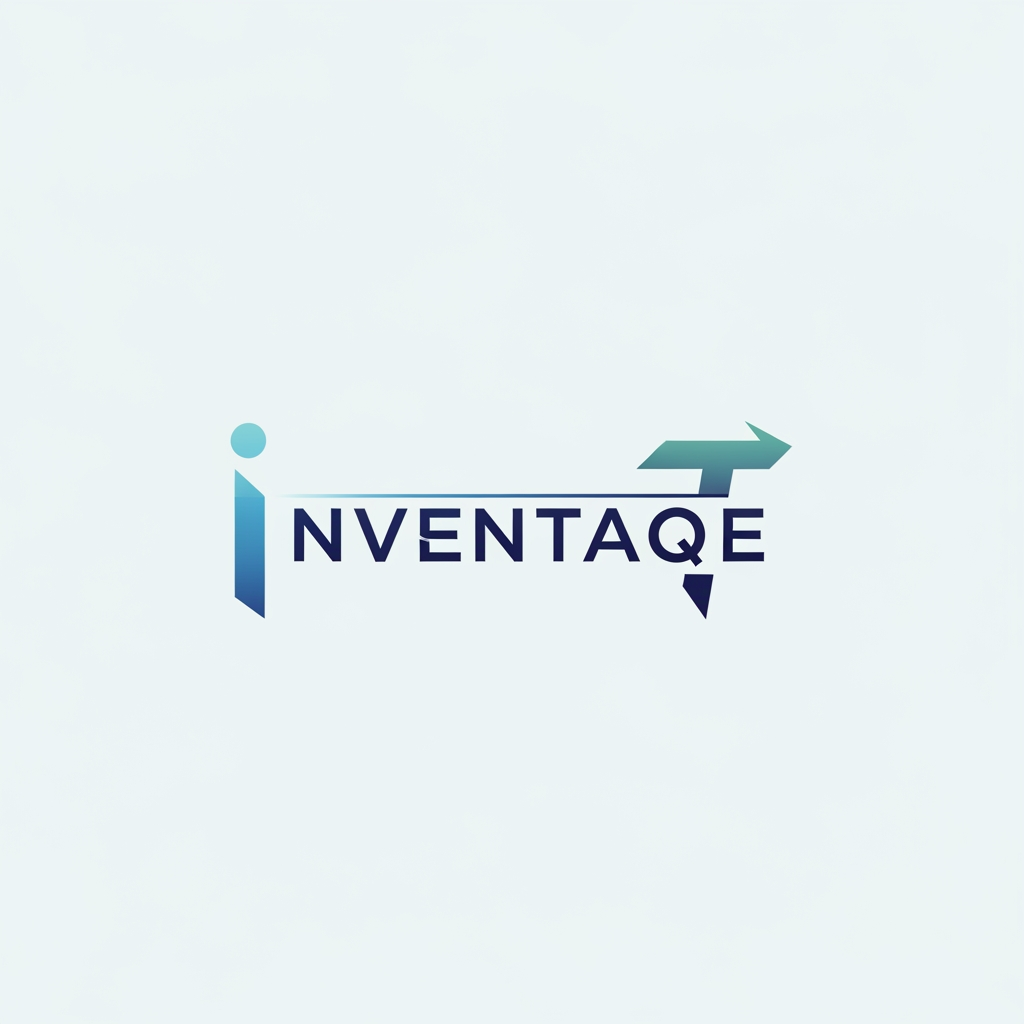 AI Design for Minimal modern wordmark “Inventateq” where “I” represents intelligence (clean, upright, human-like form) and “T” represents execution (sharp, forward-moving, arrow-integrated). Subtle transition from calm to dynamic across the word.