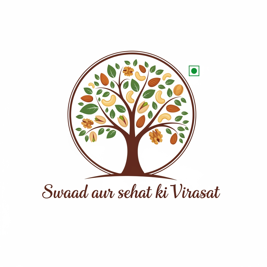 AI Design for dryfruit logo design with " swaad aur sehat ki virasat " slogan