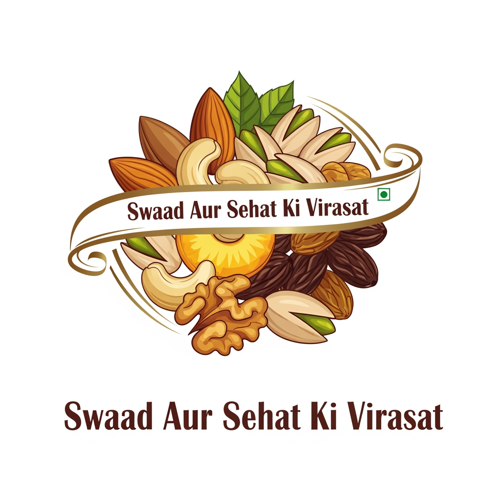 AI Design for dryfruit logo design with " swaad aur sehat ki virasat " slogan