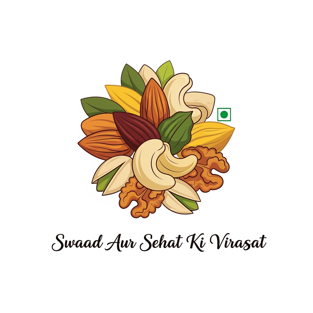 AI Design for dryfruit logo design with " swaad aur sehat ki virasat " slogan