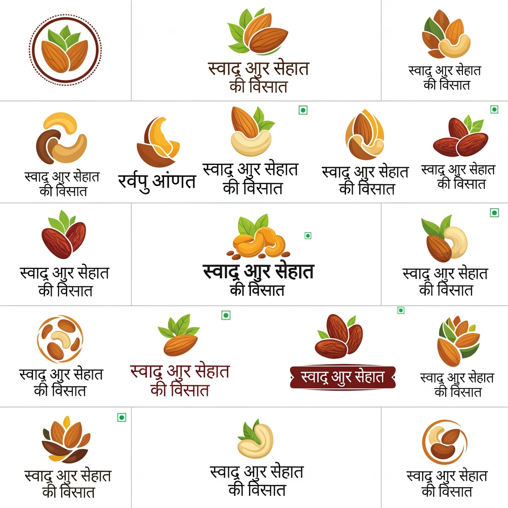 AI Design for dryfruit logo design with " swaad aur sehat ki virasat " slogan more then 10 option