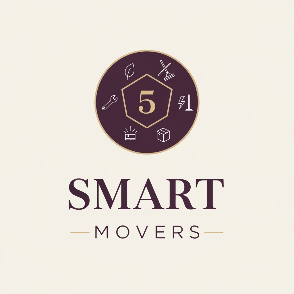 AI Design for Luxury editorial logo for "5 Smart Movers" in the visual tradition of
high-fashion house branding — think Bottega Veneta or Aesop applied
to a home services company. Icon mark: a refined circular seal with
an inner pentagon, each of the five sides representing one service —
tiny architectural line-art service symbols on each pentagon face
(a leaf, a wrench, a mop, a lightning bolt, a box) all at 6pt weight,
impossibly fine lines. Center of pentagon: bold numeral "5" in
pale champagne gold #D4AF72. Icon colors: deep aubergine plum #2D1B35
as dominant fill, pale gold #D4AF72 for the "5" and pentagon outline,
fog white #F0EDE8 for micro symbols. Wordmark: "SMART" in a high-contrast
fashion serif — thick strokes meet hairline thin strokes — in deep plum,
ultra-large. "MOVERS" in a razor-thin grotesque in gold below,
letter-spacing 0.5em. The entire lockup is centered, stacked vertical
composition — like a perfume label or a fashion house monogram card.
Background: fog white #F0EDE8. Zero drop shadows, zero gradients,
flat precision. Feels like a luxury brand that happens to do home services.
Award-winning brand identity, editorial quality --ar 2:3 --style raw --v 6