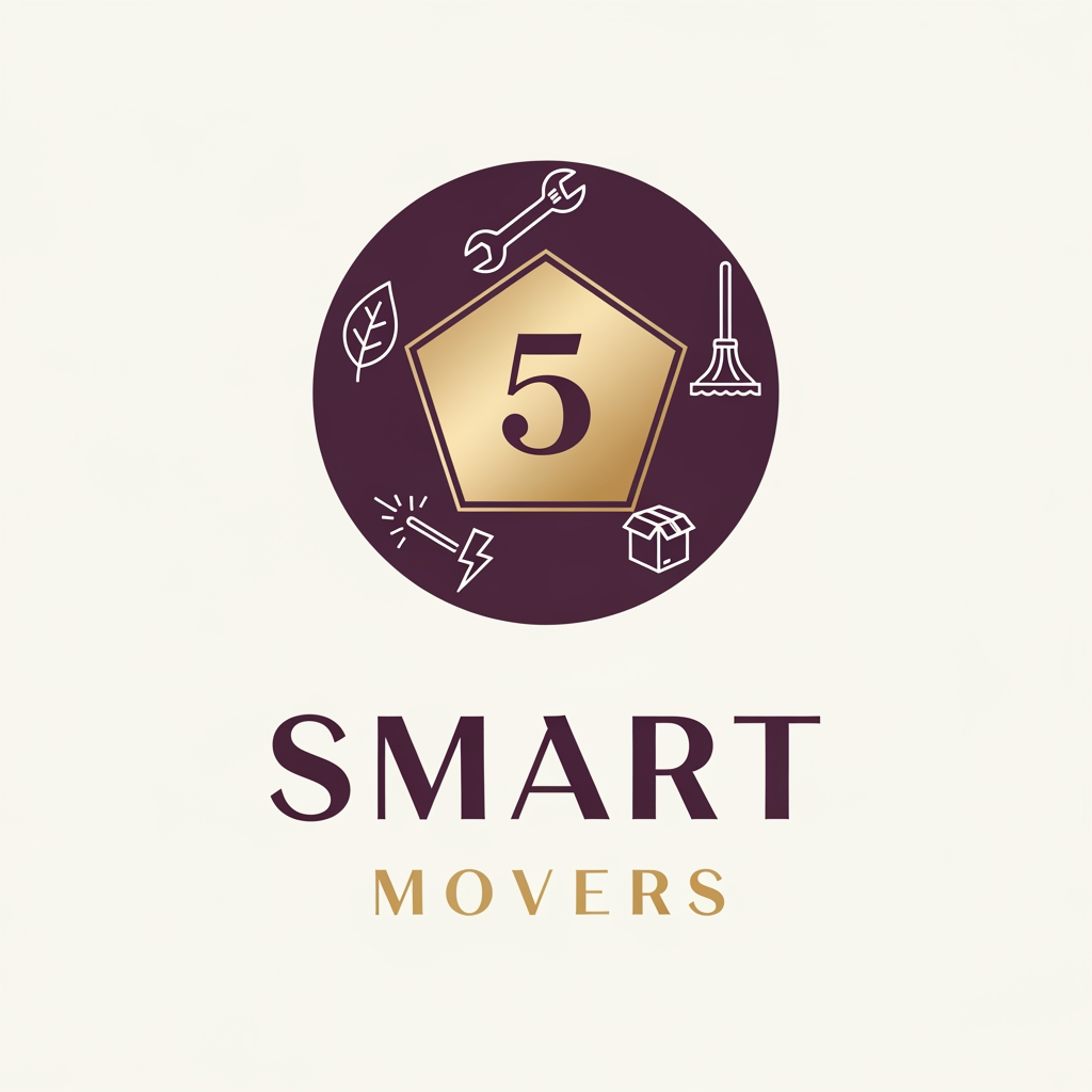 AI Design for Luxury editorial logo for "5 Smart Movers" in the visual tradition of
high-fashion house branding — think Bottega Veneta or Aesop applied
to a home services company. Icon mark: a refined circular seal with
an inner pentagon, each of the five sides representing one service —
tiny architectural line-art service symbols on each pentagon face
(a leaf, a wrench, a mop, a lightning bolt, a box) all at 6pt weight,
impossibly fine lines. Center of pentagon: bold numeral "5" in
pale champagne gold #D4AF72. Icon colors: deep aubergine plum #2D1B35
as dominant fill, pale gold #D4AF72 for the "5" and pentagon outline,
fog white #F0EDE8 for micro symbols. Wordmark: "SMART" in a high-contrast
fashion serif — thick strokes meet hairline thin strokes — in deep plum,
ultra-large. "MOVERS" in a razor-thin grotesque in gold below,
letter-spacing 0.5em. The entire lockup is centered, stacked vertical
composition — like a perfume label or a fashion house monogram card.
Background: fog white #F0EDE8. Zero drop shadows, zero gradients,
flat precision. Feels like a luxury brand that happens to do home services.
Award-winning brand identity, editorial quality --ar 2:3 --style raw --v 6