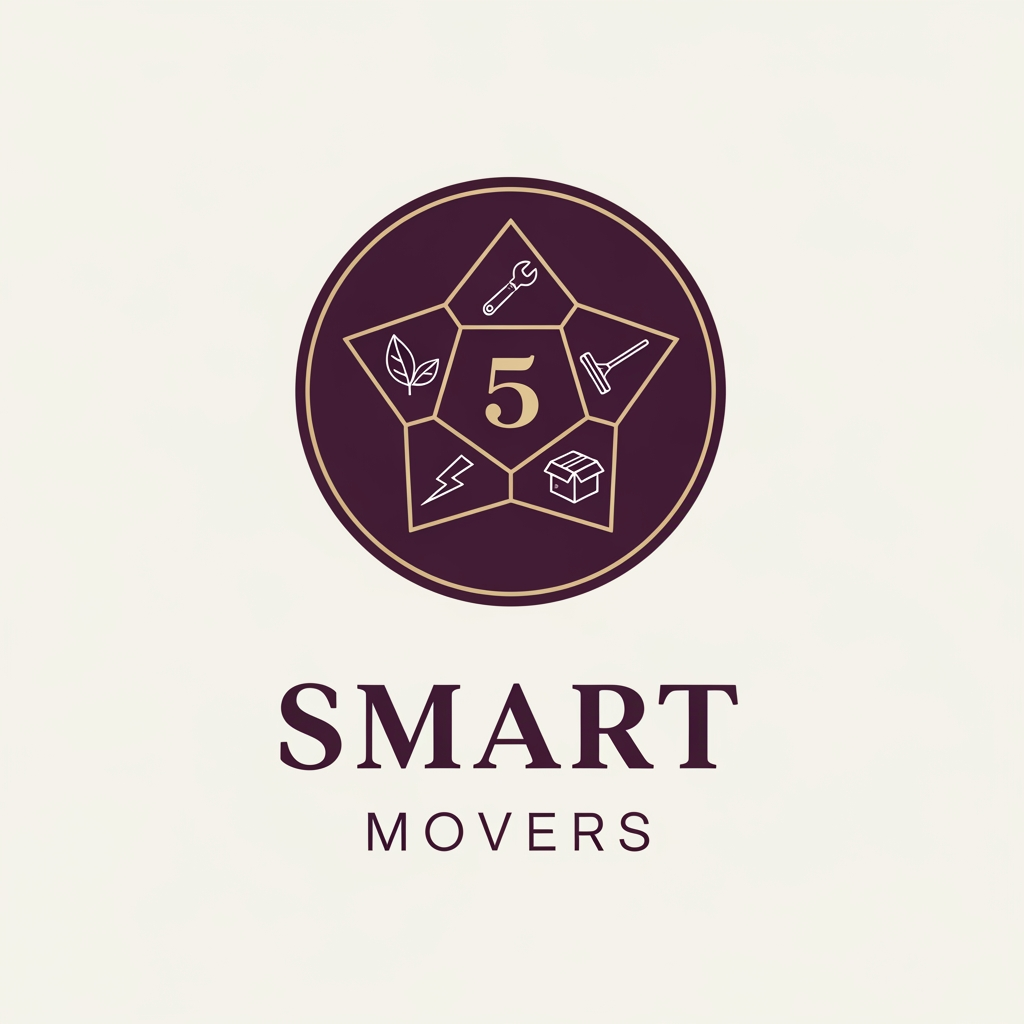 AI Design for Luxury editorial logo for "5 Smart Movers" in the visual tradition of
high-fashion house branding — think Bottega Veneta or Aesop applied
to a home services company. Icon mark: a refined circular seal with
an inner pentagon, each of the five sides representing one service —
tiny architectural line-art service symbols on each pentagon face
(a leaf, a wrench, a mop, a lightning bolt, a box) all at 6pt weight,
impossibly fine lines. Center of pentagon: bold numeral "5" in
pale champagne gold #D4AF72. Icon colors: deep aubergine plum #2D1B35
as dominant fill, pale gold #D4AF72 for the "5" and pentagon outline,
fog white #F0EDE8 for micro symbols. Wordmark: "SMART" in a high-contrast
fashion serif — thick strokes meet hairline thin strokes — in deep plum,
ultra-large. "MOVERS" in a razor-thin grotesque in gold below,
letter-spacing 0.5em. The entire lockup is centered, stacked vertical
composition — like a perfume label or a fashion house monogram card.
Background: fog white #F0EDE8. Zero drop shadows, zero gradients,
flat precision. Feels like a luxury brand that happens to do home services.
Award-winning brand identity, editorial quality --ar 2:3 --style raw --v 6
