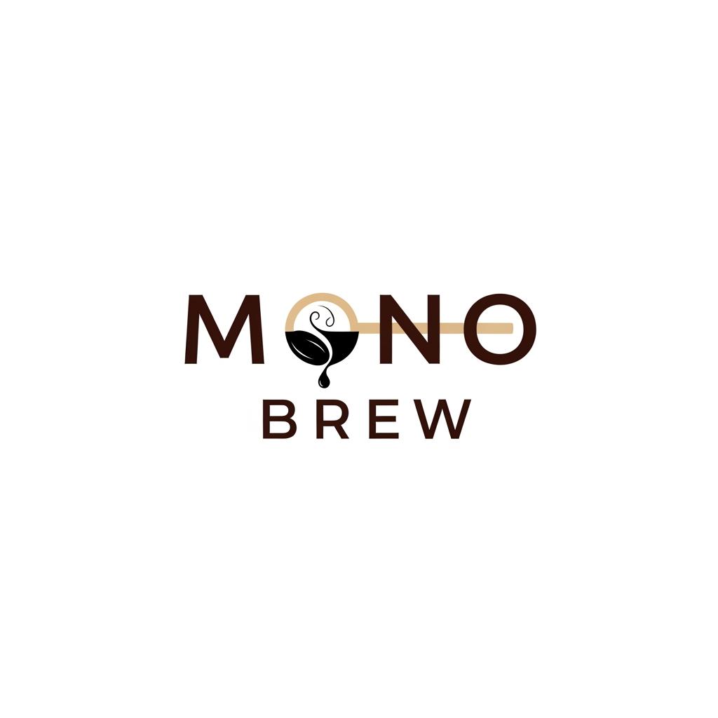 AI Design for A minimalist and modern logo design for a premium specialty coffee bean brand named 'Mono Brew'. The design should feature clean, elegant typography and a subtle, clever icon combining a single coffee bean and brewing elements. Color palette: deep espresso brown, matte black, and warm beige. Flat vector style, corporate identity, clean white background, highly detailed."