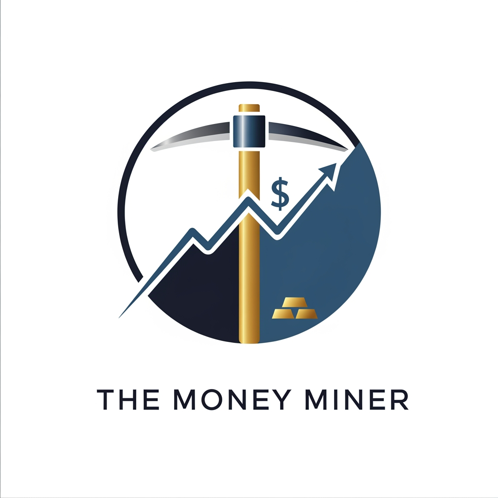 AI Design for The company's name is the Money miner, which is an algo trading company, Logo should consist of a pickaxe, a trading graph, a $ symbol and a gold symbol