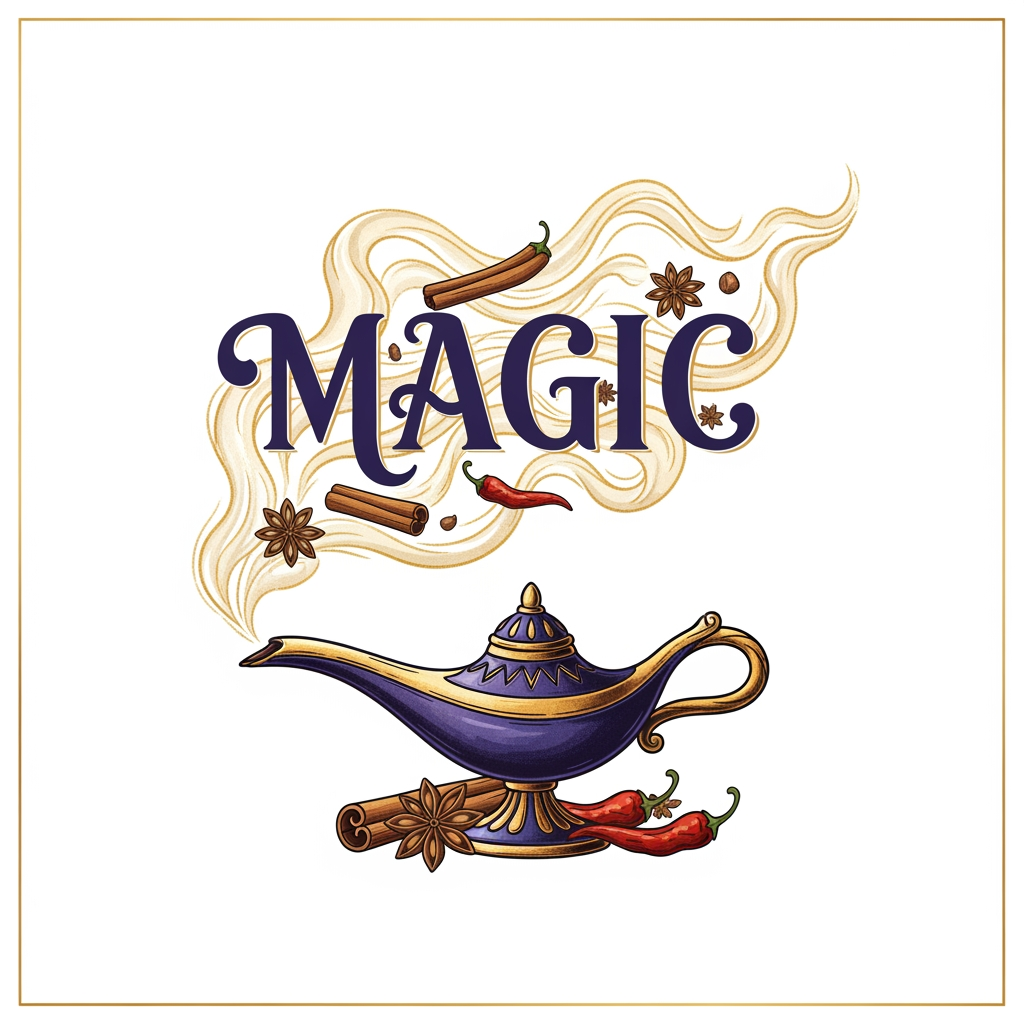 AI Design for Create an original illustrated logo for the following brand:
Brand Name: MAGIC
Industry: FMCG (Spices & Food Products)
Target Market: UAE & USA
📌 Objective
Design a unique, premium, and memorable logo that can compete with established FMCG brands and stand out on supermarket shelves, packaging, websites, and advertisements.
The logo should communicate:
Trust
Quality
Premium Appeal
Brand Recognition

Strong Shelf Presence
give in 5 seconds