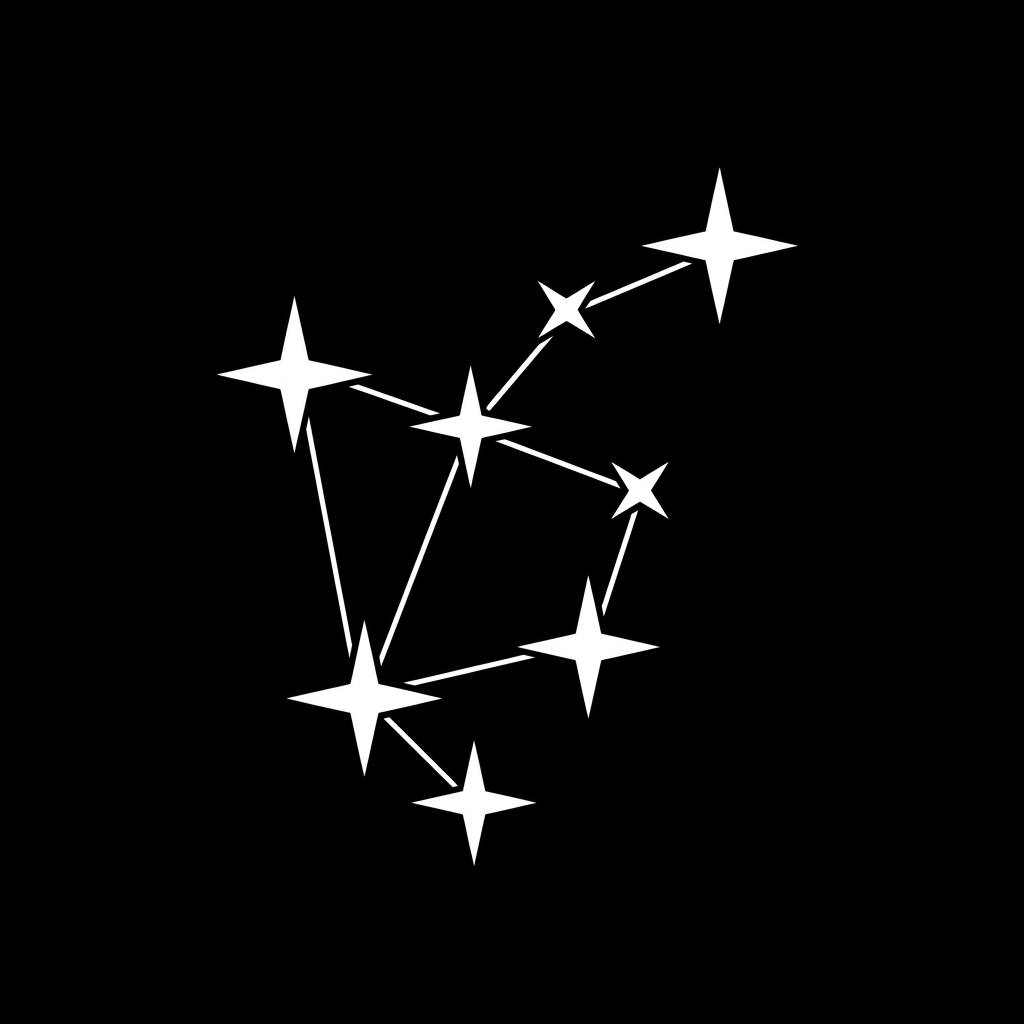 AI Design for Build on the observatory/star-chart direction and evolve it into a true constellation.
Create a premium, minimal logo made from a small number of stars connected by precise, elegant lines to form a unique constellation.
## Core Direction
* 3–7 stars maximum.
* Stars should be rendered as precise four-point star forms (equal-armed, with linear tapering) — not circles, sparkles, or decorative shapes.
* Connect the stars with thin, refined geometric lines to create a single balanced constellation.
* The constellation should feel intentional and ownable, not random or generic.
* The structure should communicate alignment, discovery, and meaningful connection through geometry and spacing alone.
## Design Principles
* Premium.
* Minimal.
* Timeless.
* Elegant.
* Sophisticated.
Inspired by:
* Real astronomy
* Celestial maps
* Observatory charts
* Star clusters
The beauty should come from:
* Geometry
* Proportion
* Spacing
* Balance
* Silhouette
Not from:
* Effects
* Decoration
* Complexity
## Visual Requirements
* Vary star sizes slightly to represent different magnitudes.
* Use a constellation structure that feels naturally discovered rather than artificially designed.
* The constellation should be memorable enough to function as a standalone brand symbol.
* The lines should feel secondary to the stars and exist only to reveal the relationship between them.
* The overall silhouette should be recognizable even when viewed from a distance.
## Avoid
* Hidden letters
* Hidden K
* Monograms
* Circles or generic nodes
* Network graph aesthetics
* Blockchain-style connected dots
* Cartoon stars
* Sparkles or twinkles
* Orbit paths
* Galaxy illustrations
* Gradients
* Glows
* Shadows
* Visual effects
* Overly dense or crowded constellations
## Goal
Create an original constellation symbol that embodies the essence of a cluster of stars becoming something greater together.
The final mark should feel like it belongs beside Apple, Nike, Airbnb, Linear, Stripe, Vercel, and Notion — simple, iconic, scalable, and timeless.
## Deliver
Provide:
1. One strongest logo direction.
2. Geometry explanation.
3. Symbolism explanation.
4. Scalability analysis.
5. Why it is memorable.
6. Why it could remain relevant for 20+ years as a brand symbol.