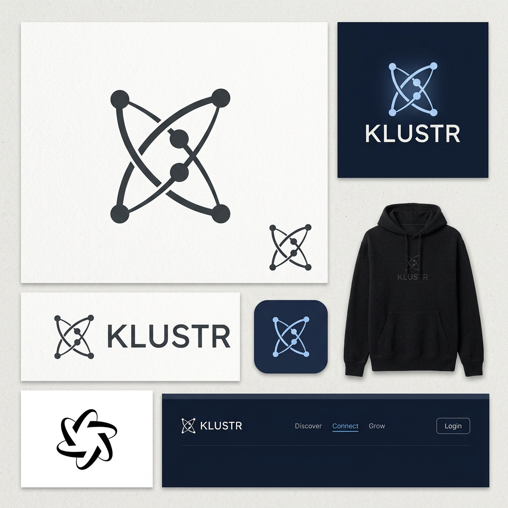 AI Design for **Design a premium brand identity and logo for a company called KLUSTR.**
### About the Brand
Klustr is a creator-brand discovery and collaboration ecosystem.
We help:
* Local businesses discover relevant local creators.
* Creators discover meaningful brand opportunities.
* Both sides build trusted, long-term collaborations.
Today, Klustr operates as a managed creator marketing service.
Over time, it will evolve into:
* A creator marketplace
* A creator network
* A collaboration infrastructure platform
Our long-term vision is:
> To become the most trusted creator-brand collaboration network in India.
---
### Core Brand Idea
**Connection Creates Growth**
Klustr exists because opportunities are created when the right people discover each other.
A creator grows.
A business grows.
A community grows.
Because the right connection happened.
---
### Logo Direction
I want the logo to feel like a premium technology brand, not a marketing agency.
Avoid:
* Social media icons
* Cameras
* Megaphones
* Handshakes
* Chat bubbles
* Influencer clichés
* Generic startup logos
* Network graph visuals
* Overly complicated illustrations
---
### Primary Visual Inspiration
The logo should be inspired by the idea of:
**Stars forming meaningful connections.**
Think:
* Individual stars representing creators and brands.
* Connections forming opportunities.
* A subtle constellation.
* Discovery.
* Alignment.
* Emergence.
The stars should connect together to create a sleek, elegant, minimal pattern that subtly forms the letter **K**.
The "K" should not be obvious or forced.
It should feel discovered rather than shown.
The viewer should first see a beautiful symbol and only later notice the K hidden inside it.
---
### Design Style
Premium
Minimal
Elegant
Sophisticated
Timeless
Confident
Modern
Luxury through simplicity
The logo should feel:
* Designer-crafted
* Intentional
* Refined
* Memorable
Not:
* Playful
* Cartoonish
* Kiddish
* Trendy
* AI-generated looking
---
### Inspiration From World-Class Brands
Study the design philosophy behind:
* Apple
* Nike
* Airbnb
* Stripe
* Linear
* Vercel
* Notion
Notice:
* Extreme simplicity
* Strong silhouette
* Timeless geometry
* Recognizable from memory
* Not literal representations of the product
---
### Symbol Requirements
The symbol must:
* Work as an app icon
* Work as a favicon
* Look premium on a black hoodie
* Work in monochrome
* Be recognizable at small sizes
* Have a strong silhouette
* Feel iconic rather than descriptive
The logo should be a **brand symbol first**, and a logo second.
---
### Color Direction
Primary palette:
* Midnight Navy
* Deep Charcoal
* Off White
* Electric Blue accent
Alternative:
* Pure Black
* White
* Single Electric Blue accent
Avoid bright startup colors.
---
### Deliverables
Generate:
1. Primary logo symbol
2. Icon-only version
3. Wordmark + icon lockup
4. Black & white version
5. Dark mode version
6. App icon mockup
7. Premium hoodie mockup
8. Website navbar mockup
Most importantly:
**Create a logo that feels like it could still be used by a billion-dollar company 15 years from now.** It should communicate trust, discovery, opportunity, and connection through elegant abstraction rather than obvious visual metaphors.