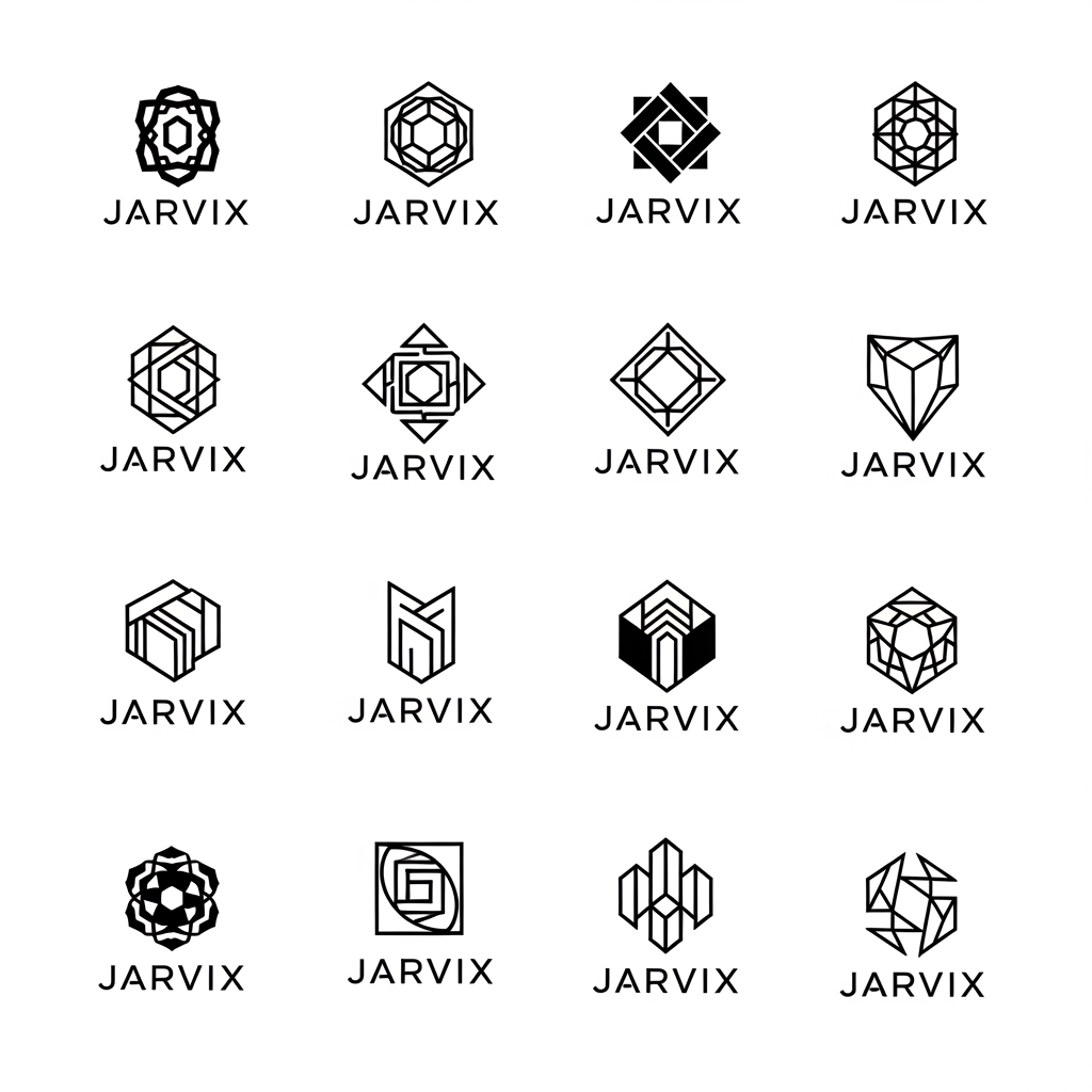 AI Design for Design a world-class logo identity for a premium digital design and web experience company named:
JARVIX
The company creates modern websites, digital products, and premium online experiences.
The logo should NOT look like a traditional web agency.
Avoid:
- cursors
- monitors
- code brackets
- browser windows
- rockets
- globes
- chat bubbles
- AI brains
- lightning bolts
- generic arrows
- startup clichés
Instead create a symbol that feels like:
A digital artifact.
A geometric system.
A piece of visual architecture.
The logo should communicate:
- precision
- systems thinking
- premium craftsmanship
- structure
- modernity
- intelligence
- scalability
- elegance
without literally showing any of these ideas.
--------------------------------------------------
VISUAL STYLE
Inspired by:
Modern logo collections from:
- Pentagram
- DIA Studio
- Manual
- Collins
- Porto Rocha
- Studio Dumbar
Visual language inspired by:
- modular geometry
- architectural floor plans
- engineered structures
- impossible shapes
- optical balance
- negative space systems
The mark should feel closer to:
Linear
Arc
Raycast
Vercel
Mercury
Ramp
than a freelance web designer.
--------------------------------------------------
SHAPE EXPLORATION
Generate concepts based on:
1. Interlocking geometric modules
2. Abstract digital frameworks
3. Modular grid systems
4. Geometric convergence
5. Symmetrical construction
6. Controlled asymmetry
7. Hidden dimensionality
8. Optical illusions
9. Mathematical balance
10. Architectural structures
The symbol should feel discovered rather than drawn.
--------------------------------------------------
DESIGN REQUIREMENTS
Create a symbol that:
- can be remembered after one glance
- works at favicon size
- remains recognizable from 16px to billboard scale
- has a powerful silhouette
- contains no unnecessary details
- feels iconic rather than illustrative
The logo should pass the Apple Test:
If viewed from across a room,
the silhouette alone should be identifiable.
--------------------------------------------------
FORM LANGUAGE
Use:
- circles
- arcs
- squares
- modular blocks
- intersections
- negative space
- geometric tension
Avoid:
- thin decorative lines
- gradients
- shadows
- 3D effects
- glassmorphism
- glowing effects
--------------------------------------------------
COLOR
Black and white only.
Pure monochrome.
No gradients.
No textures.
No mockups.
Only vector-quality design.
--------------------------------------------------
TYPOGRAPHY
Create a premium custom wordmark:
JARVIX
Typography should feel:
- Swiss
- geometric
- minimal
- luxurious
- technology-forward
Excellent kerning.
Custom letter refinements.
Balanced spacing.
No futuristic sci-fi fonts.
No gaming aesthetics.
--------------------------------------------------
CONCEPT GOAL
The logo should feel like:
a technology company,
a design company,
and an architecture studio
all at the same time.
The logo should look expensive,
intelligent,
and timeless.
When someone sees it,
they should assume Jarvix is an elite digital company,
not a local web agency.
--------------------------------------------------
OUTPUT
Generate 12 radically different concepts.
Prioritize iconic symbols over decorative designs.
Reduce every concept to its simplest possible form.
The best concept should feel worthy of becoming the next Apple, Stripe, Linear, or Vercel logo.
Explore these concept families:
A. Geometric vortex
B. Modular star system
C. Interlocking architectural blocks
D. Impossible geometry
E. Digital monolith
F. Orbital structure
G. Abstract framework
H. Optical convergence
I. Symmetric node system
J. Precision-engineered symbol
Generate one logo concept for each family before refining.