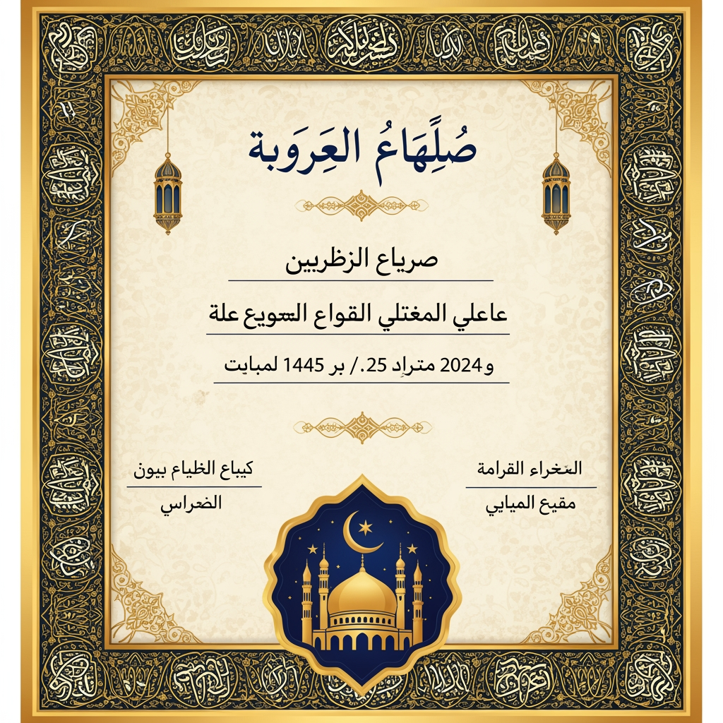 AI Design for أريد تصميم شهادة إسلامية رائعة