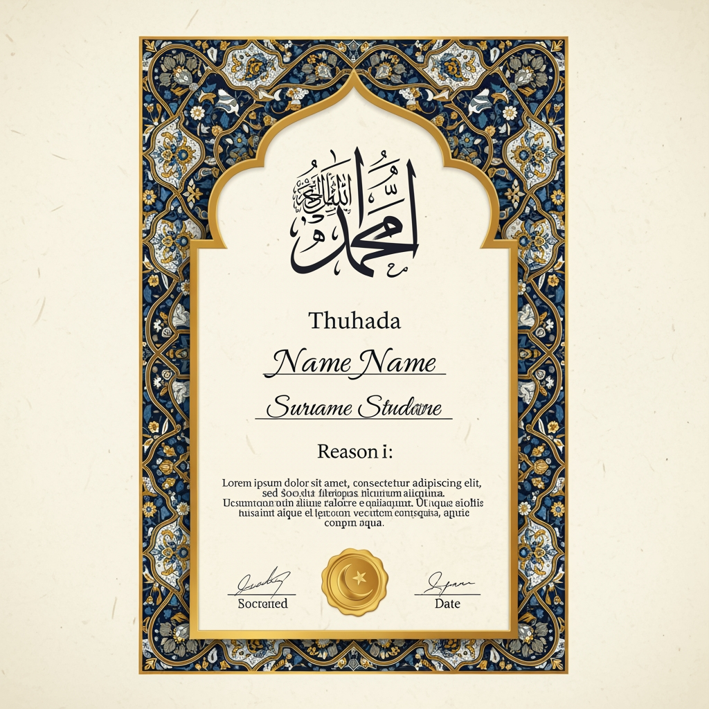 AI Design for أريد تصميم شهادة إسلامية رائعة