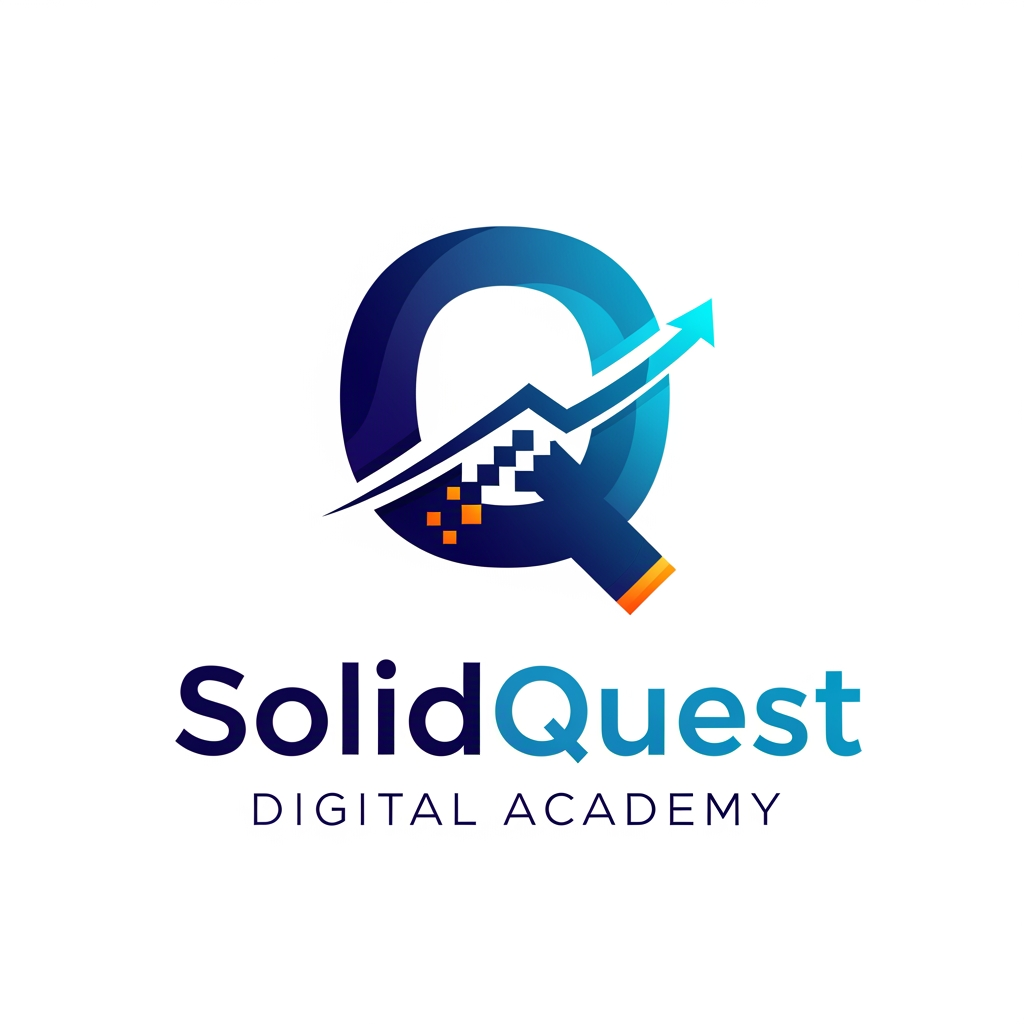 AI Design for Want to create a logo for my digital marketing training academy.Company name is "SolidQuest " Digital Academy.I need icon as letter Q with unique design to be placed in the top of the name solid quest