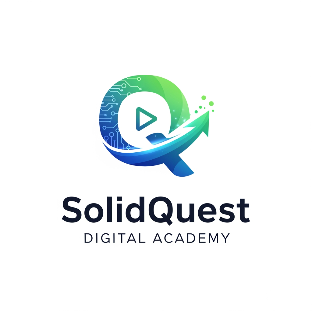 AI Design for Want to create a logo for my digital marketing training academy.Company name is "SolidQuest " Digital Academy.I need icon as letter Q with unique design to be placed in the top of the name solid quest