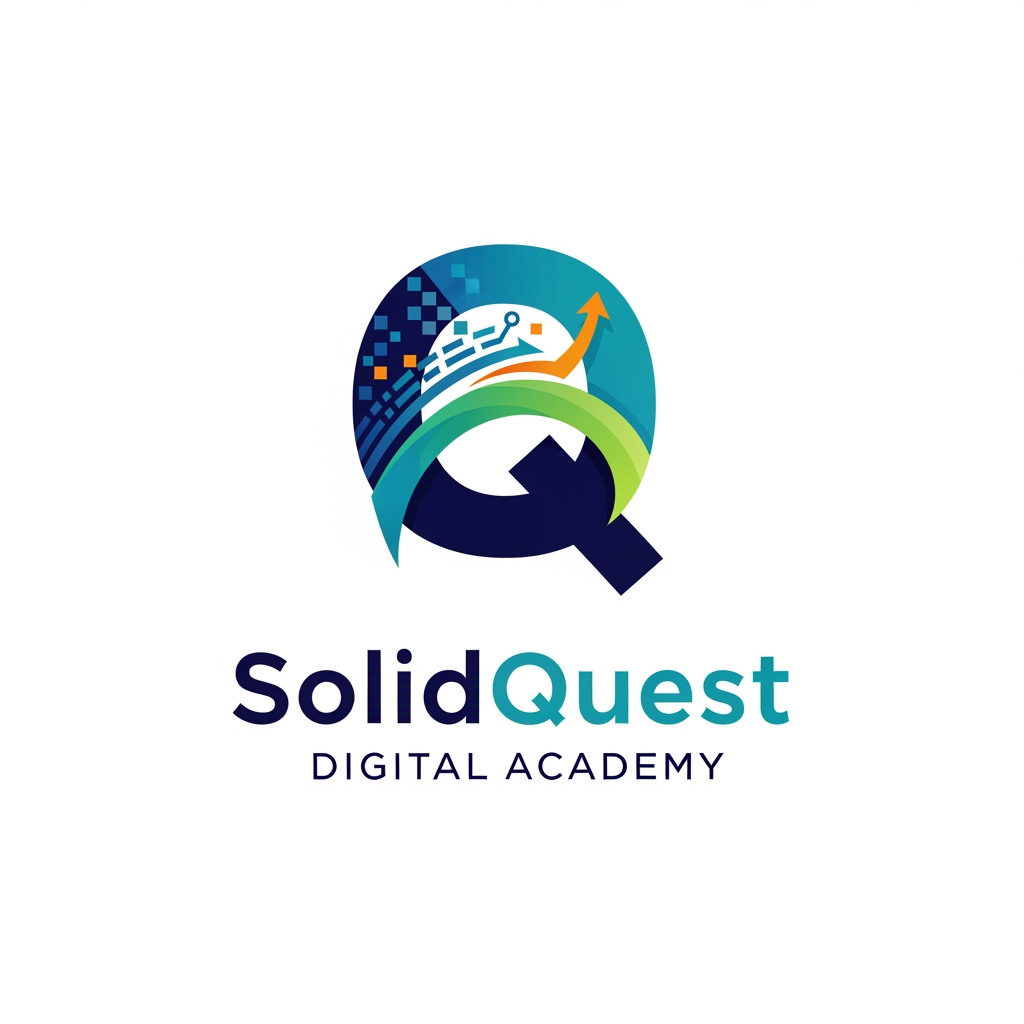AI Design for Want to create a logo for my digital marketing training academy.Company name is "SolidQuest " Digital Academy.I need icon as letter Q with unique design to be placed in the top of the name solid quest