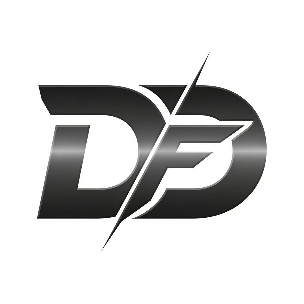 AI Design for maak een logo voor het bedrijf DUFOUR, het is mijn bedrijf waar ik alleen zelfstandig horloges maak vanaf 0 tot een product, van een custom mouvement tot custom dial ik doe alles met de hand ik wil dat het logo 1 groot letter is met daarin/door een andere letter ik had gedacht aan de D die grootstaat en de F die erin zit en door de D snijdt, ik wil dat het sportief en agressief is. zorg dat het simplistisch is