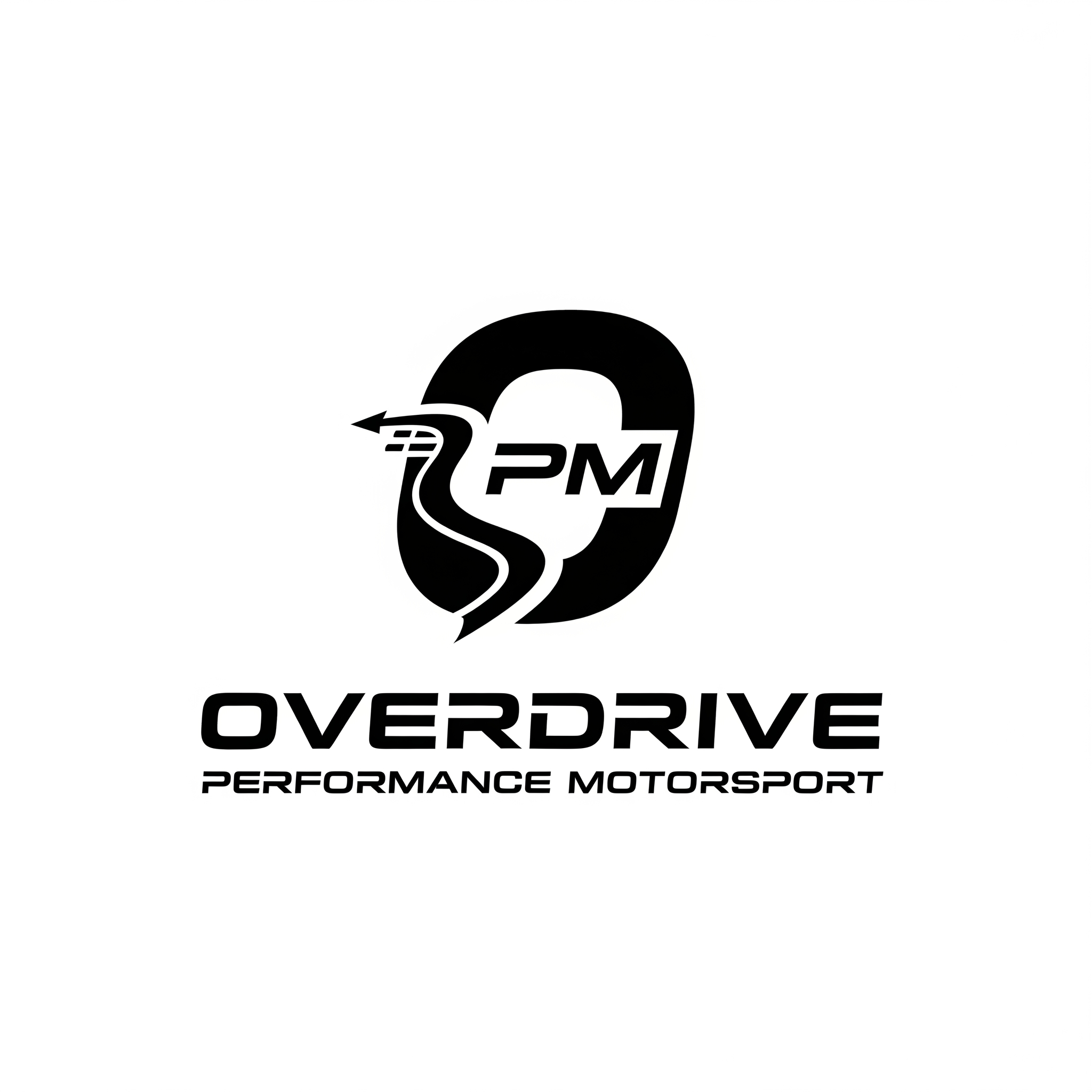 AI Design for Erstelle mir ein Logo für mein iRacing GT3/LMP2/GTP Team Name Overdrive Performance Motorsport, minimalistic, black/white