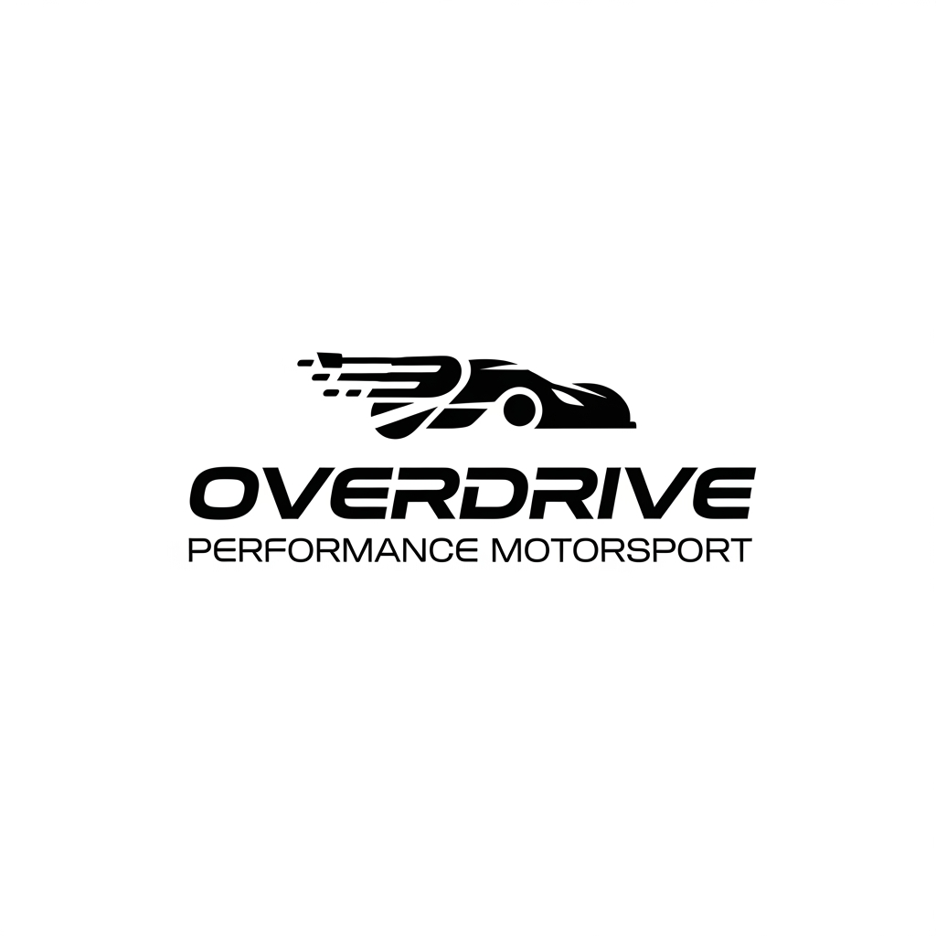 AI Design for Erstelle mir ein Logo für mein iRacing GT3/LMP2/GTP Team Name Overdrive Performance Motorsport, minimalistic, black/white